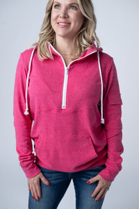 Pixie Pocket Halfzip Hoodie in Hot Pink