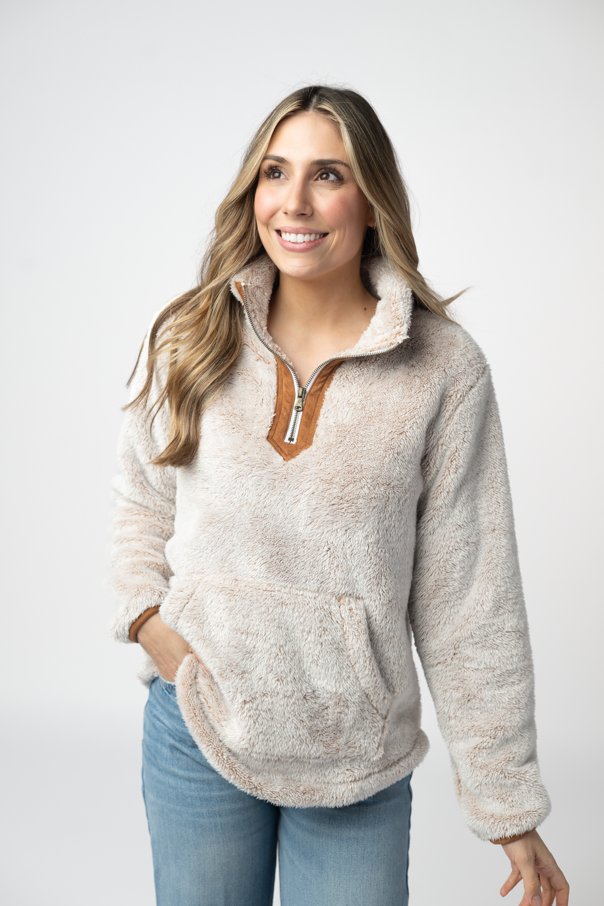 Ryan 1/4 Zip Sherpa in Camel