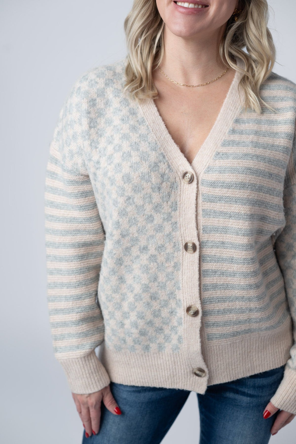 Pattern Mix Neutral Cardigan