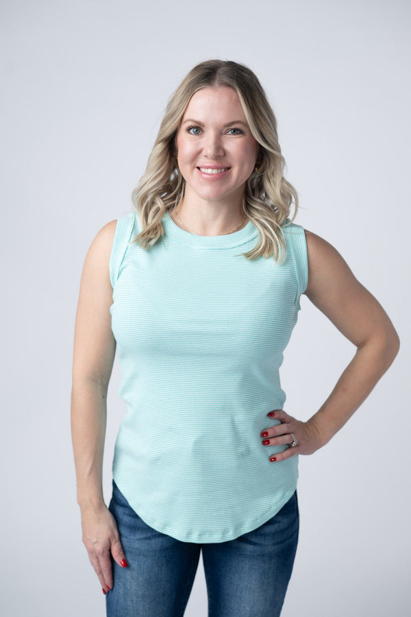 Morgan Micro Striped Tank in Turquoise
