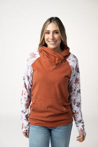 Classic Zoey ZipCowl Sweatshirt in Maple and Fall Foliage
