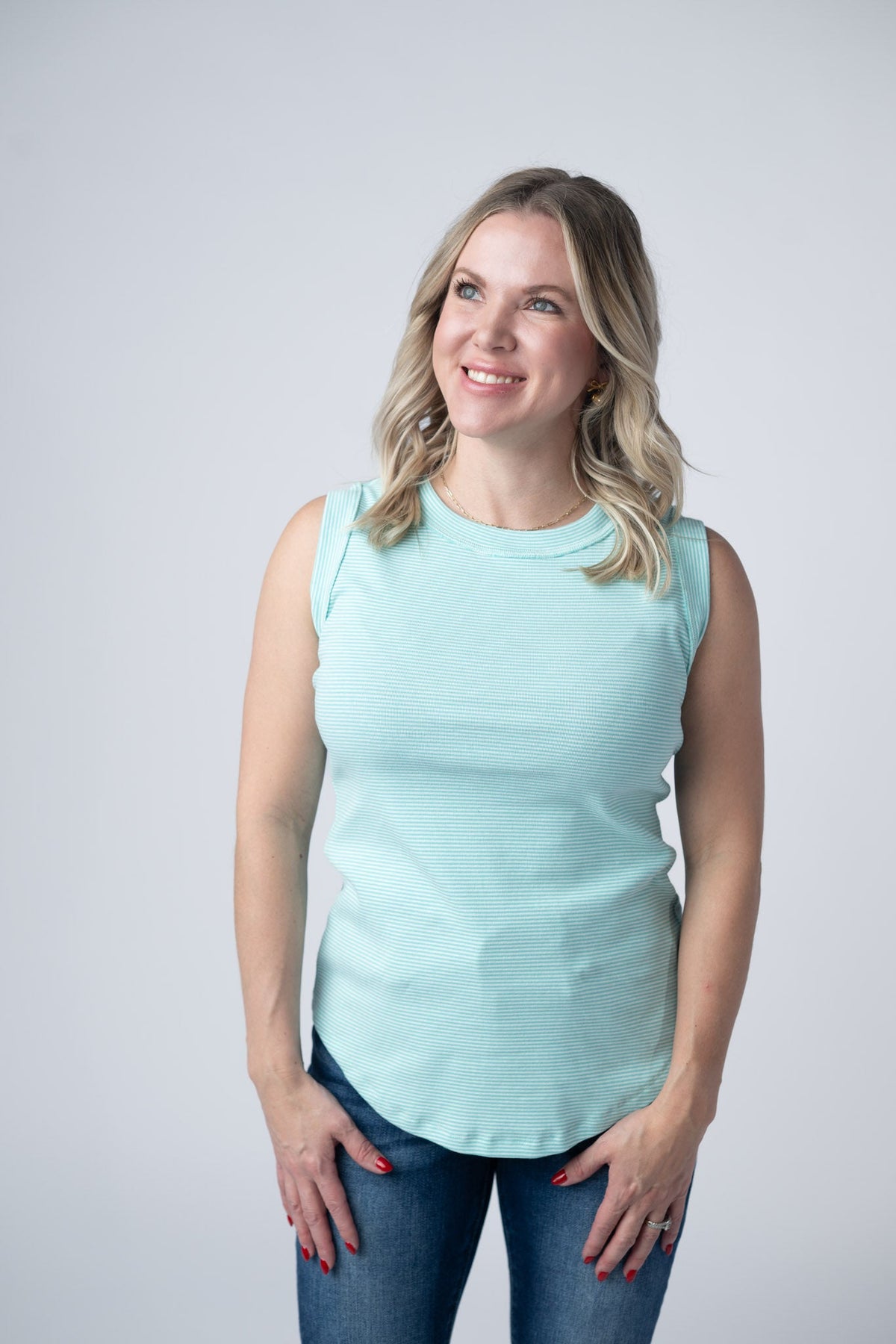 Morgan Micro Striped Tank in Turquoise