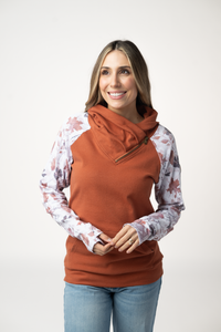 Classic Zoey ZipCowl Sweatshirt in Maple and Fall Foliage