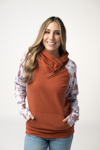 Classic Zoey ZipCowl Sweatshirt in Maple and Fall Foliage