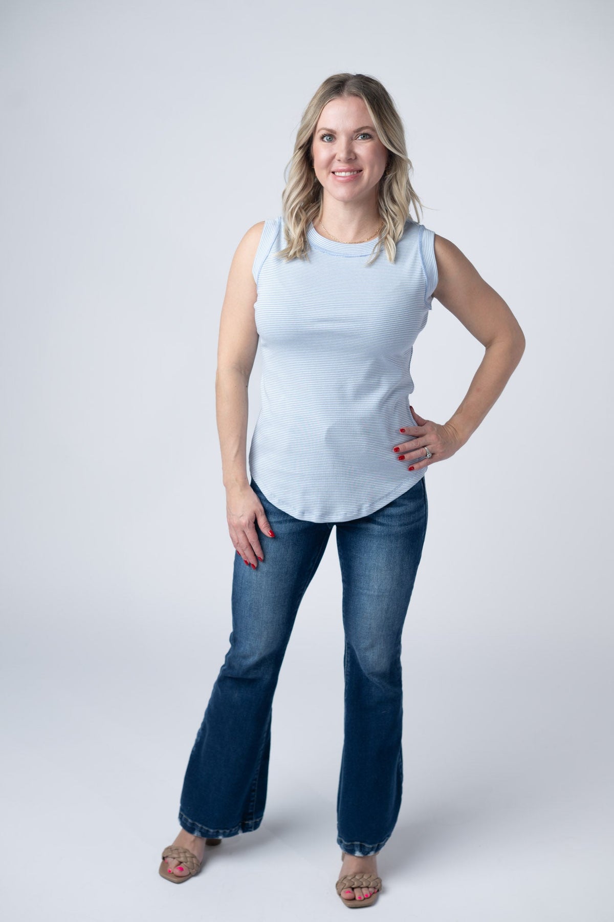 Morgan Micro Striped Tank in Periwinkle