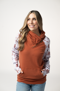 Classic Zoey ZipCowl Sweatshirt in Maple and Fall Foliage