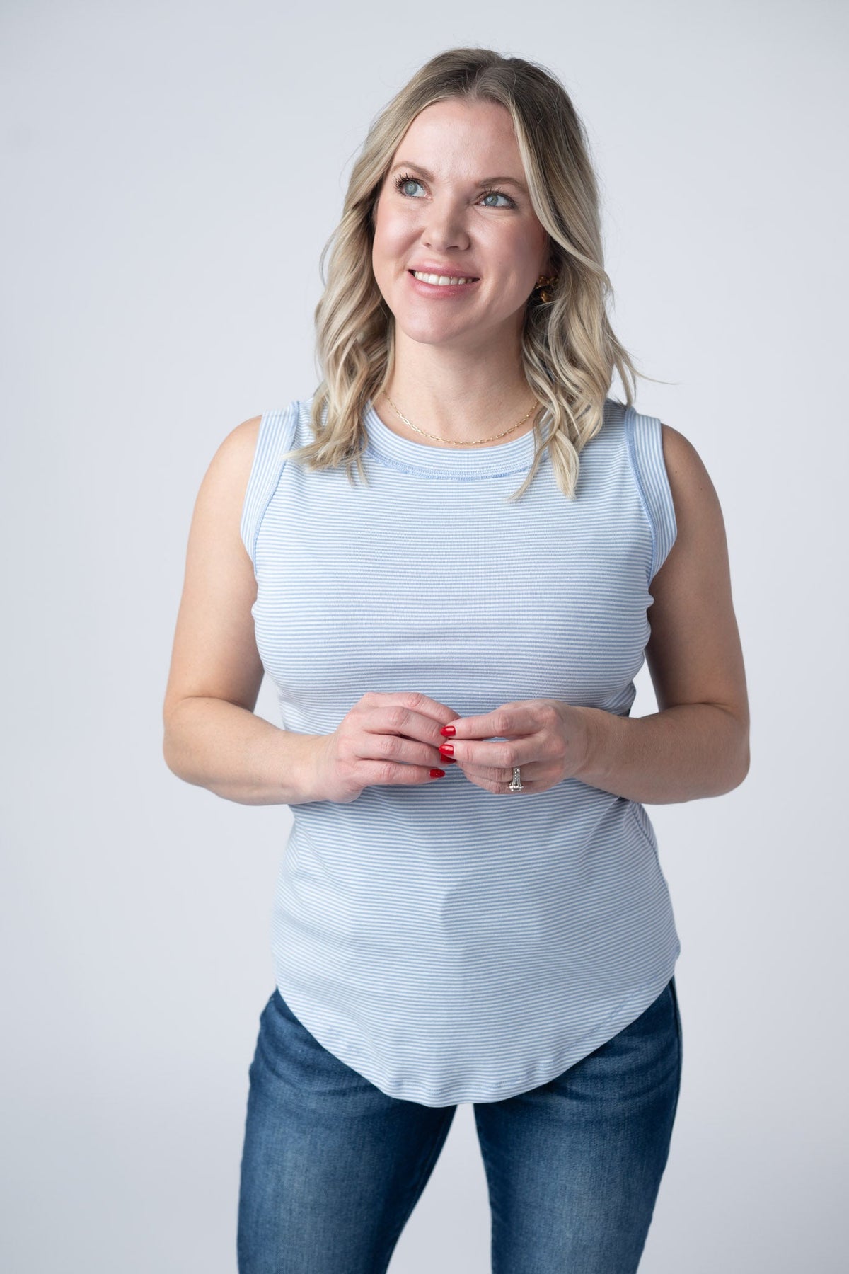 Morgan Micro Striped Tank in Periwinkle