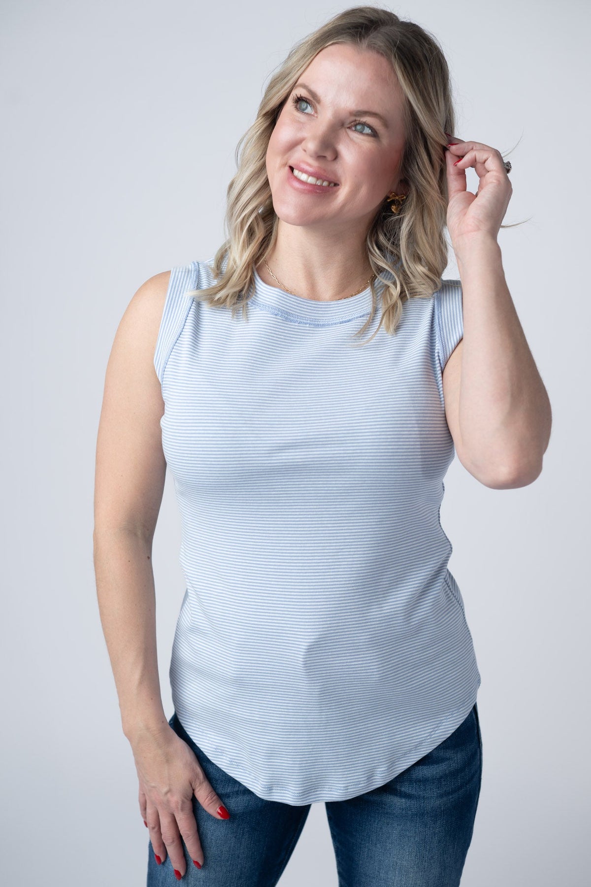 Morgan Micro Striped Tank in Periwinkle