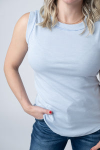 Morgan Micro Striped Tank in Periwinkle