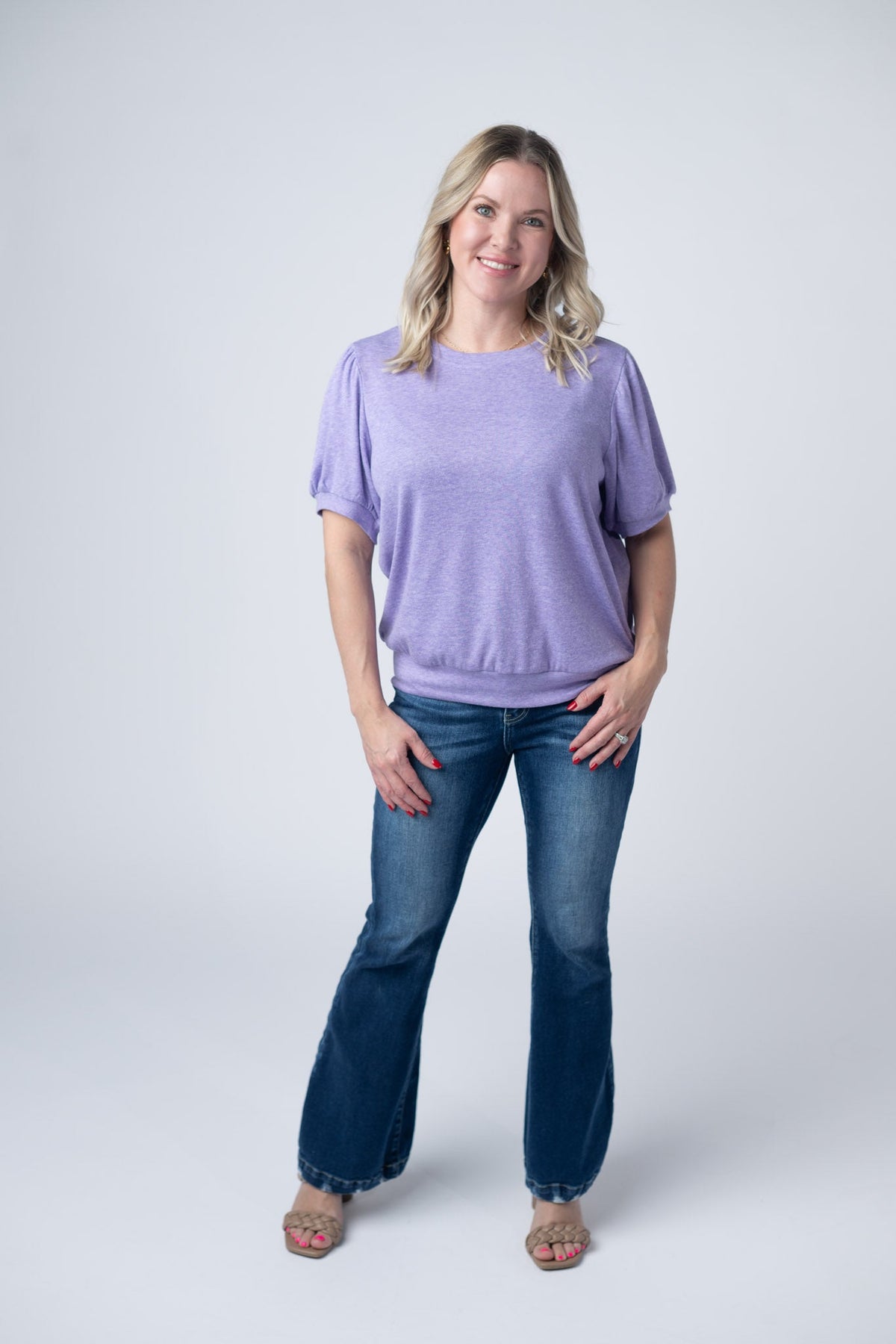 Katie Cozy Top in Heathered Purple