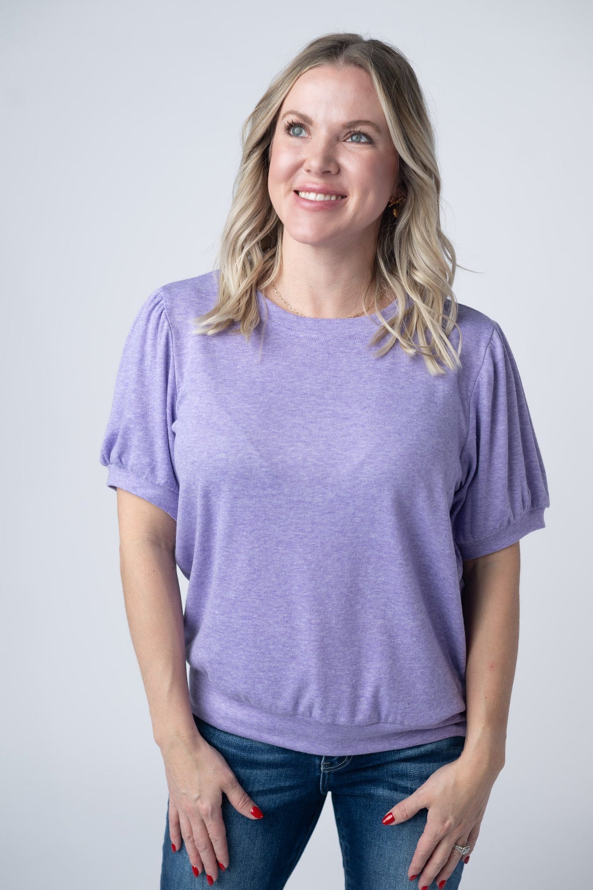 Katie Cozy Top in Heathered Purple