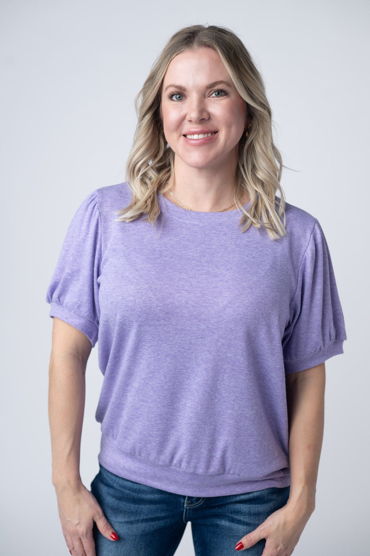 Katie Cozy Top in Heathered Purple