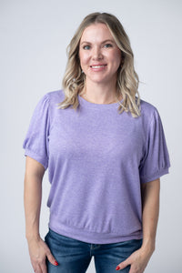 Katie Cozy Top in Heathered Purple