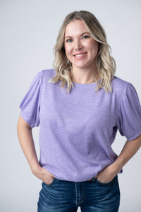 Katie Cozy Top in Heathered Purple