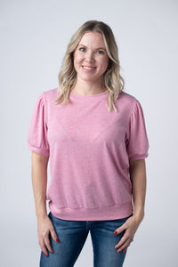 Katie Cozy Top in Heathered Pink