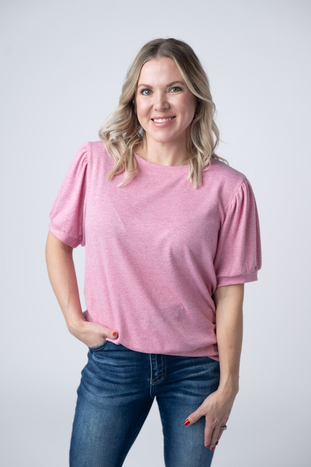 Katie Cozy Top in Heathered Pink