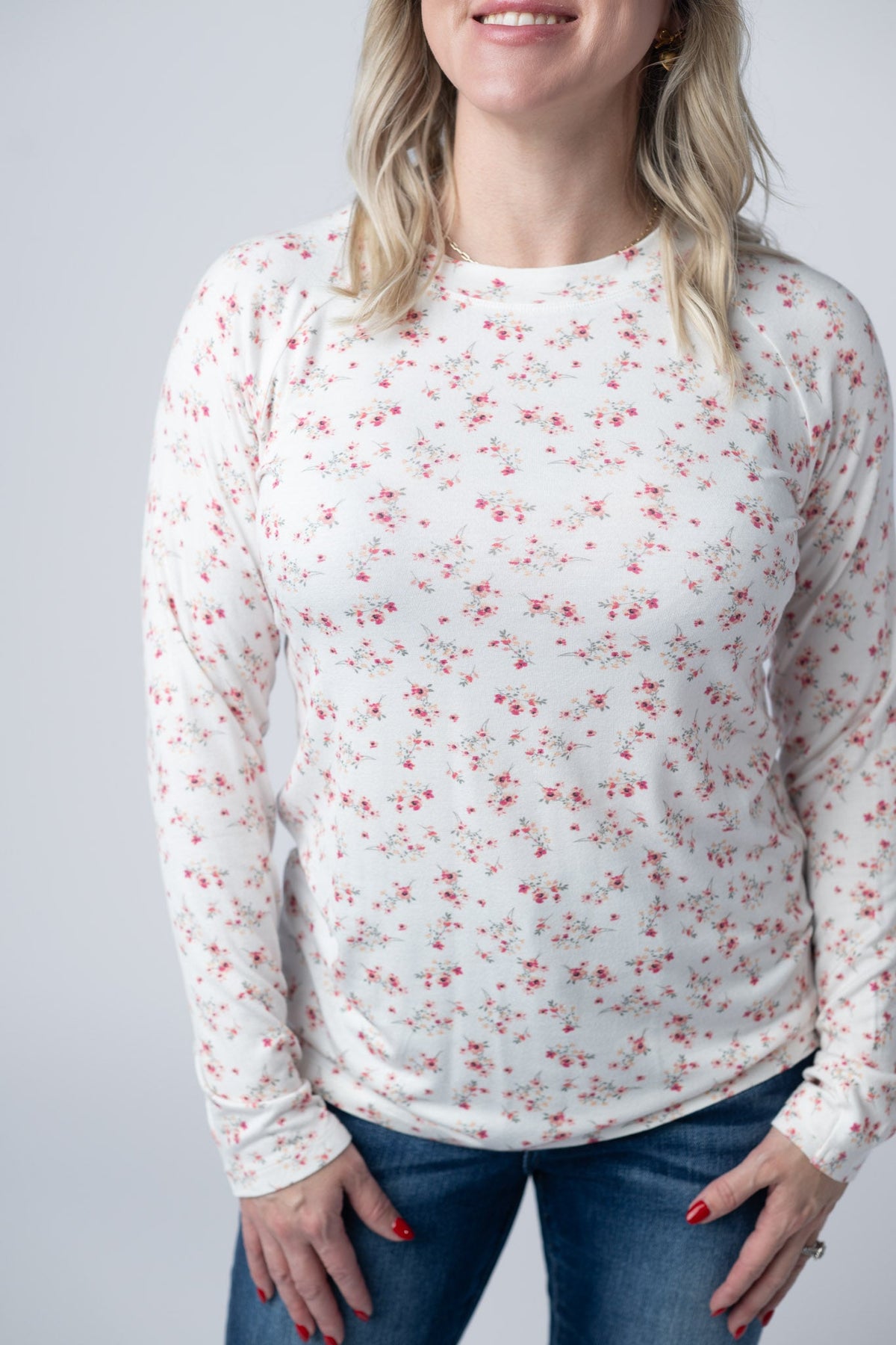 Blair Long Sleeve Top in Micro Pink Floral