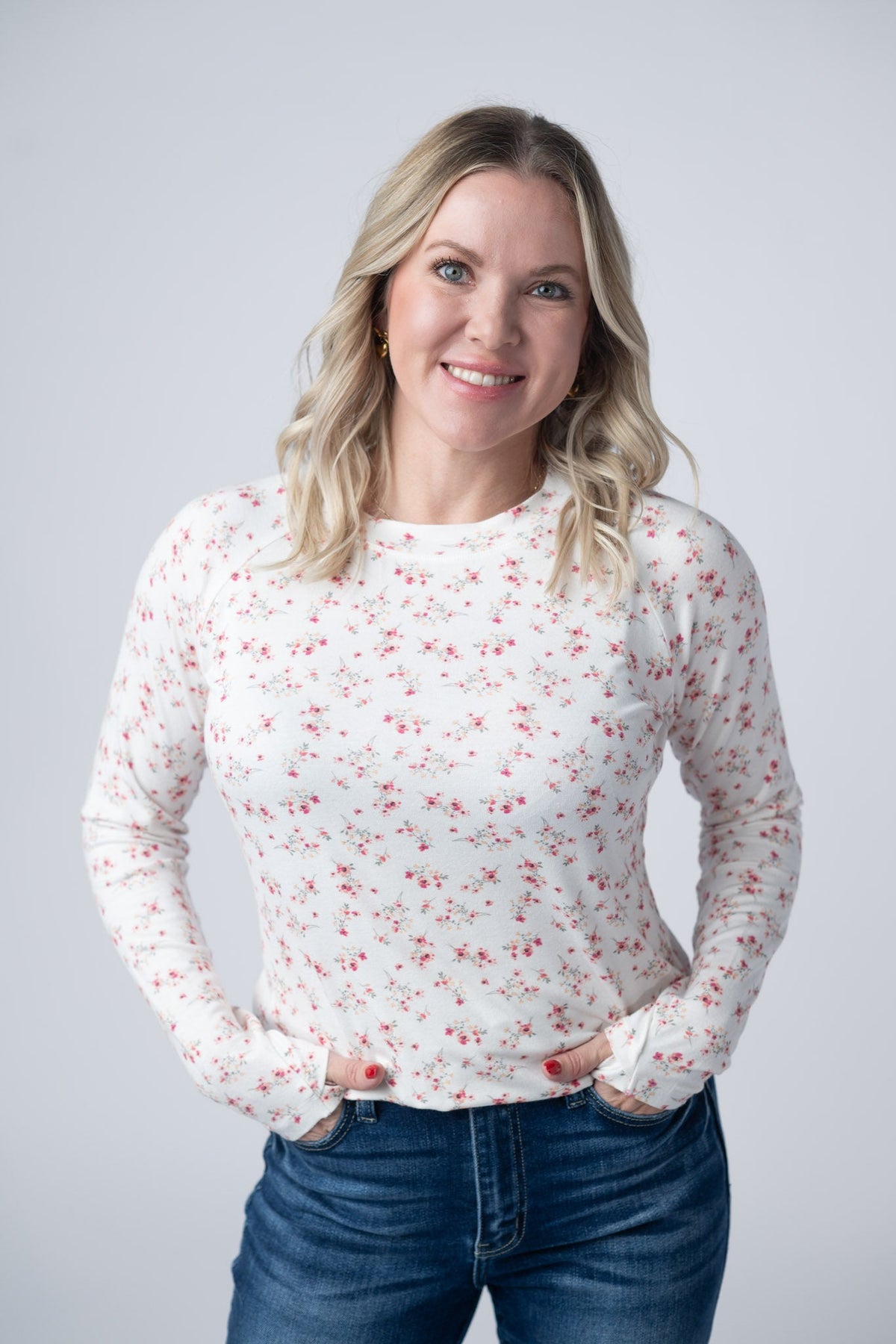 Blair Long Sleeve Top in Micro Pink Floral