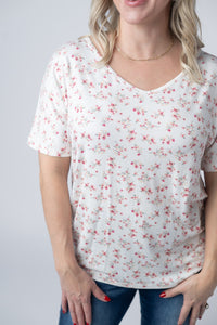 Chloe Cozy Tee in Micro Pink Floral