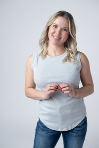 Morgan Micro Striped Tank in Grey