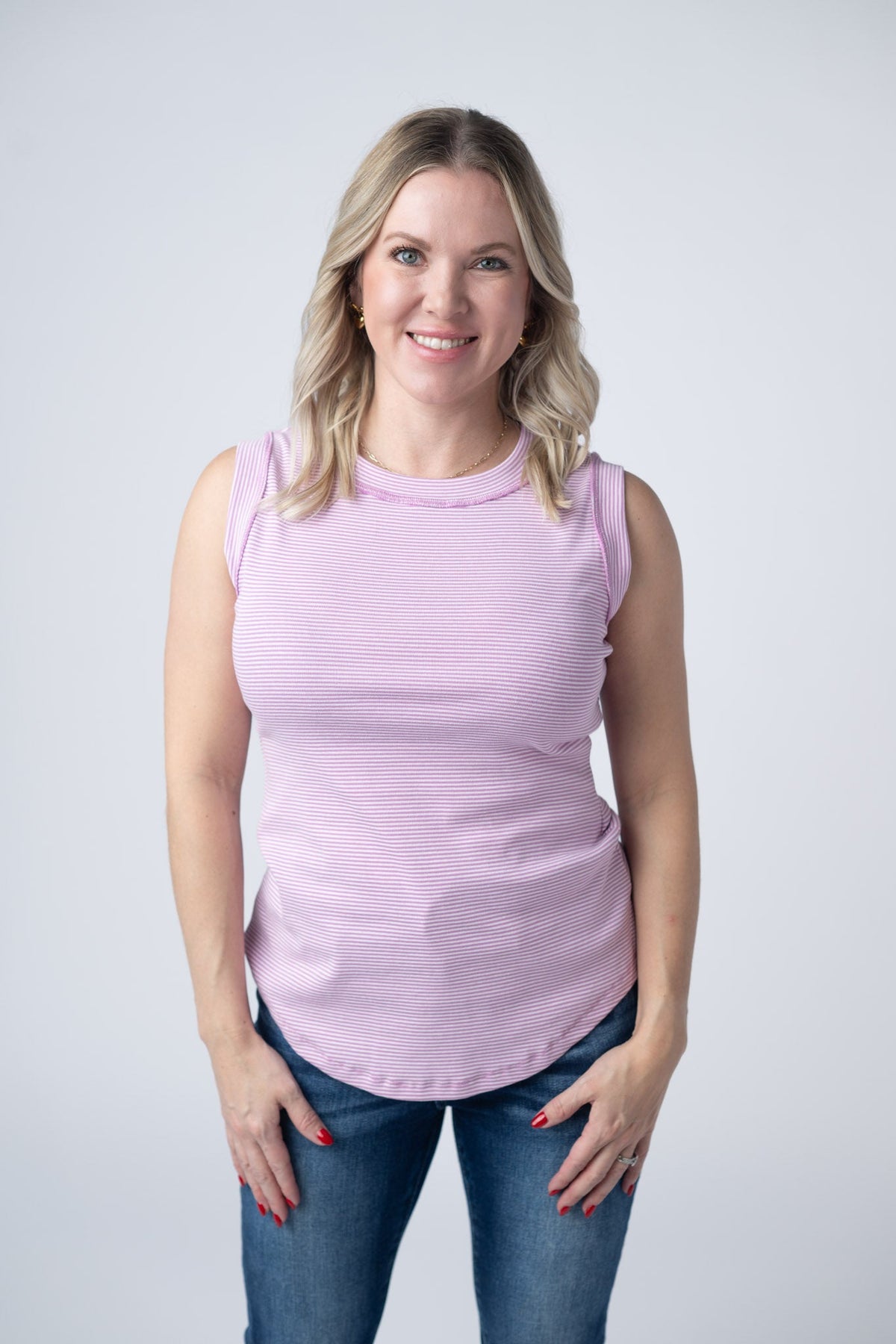 Morgan Micro Striped Tank in Orchid