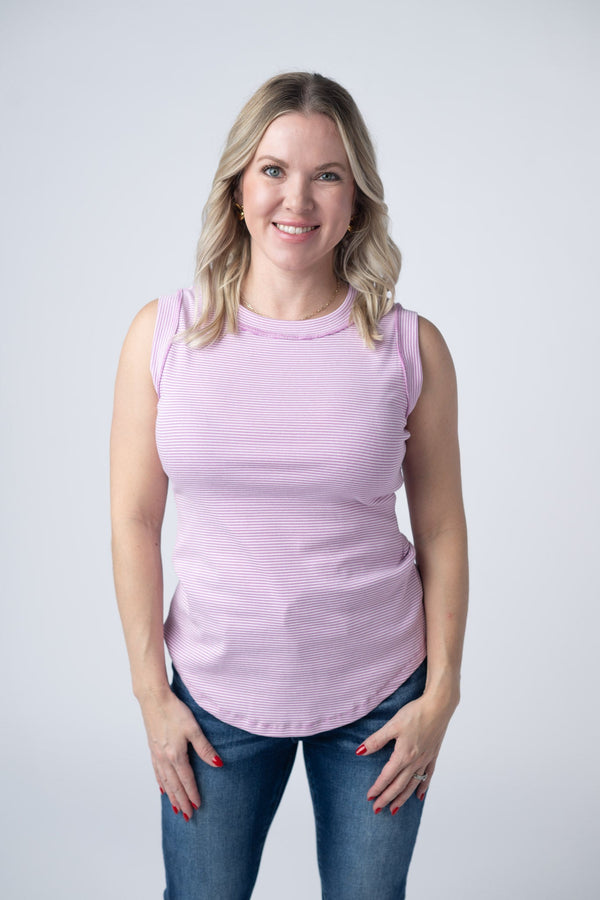 Morgan Micro Striped Tank in Orchid