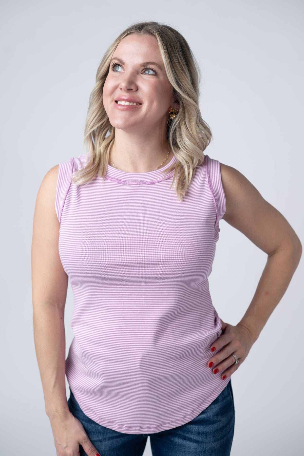 Morgan Micro Striped Tank in Orchid
