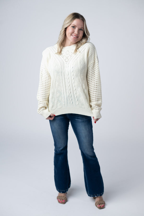 Jasmine Open Knit Sweater in Ivory