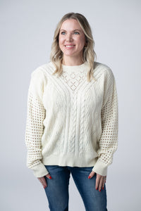 Jasmine Open Knit Sweater in Ivory