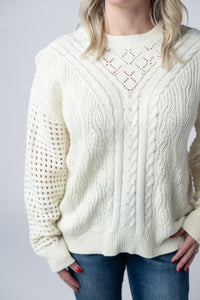 Jasmine Open Knit Sweater in Ivory