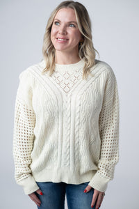 Jasmine Open Knit Sweater in Ivory