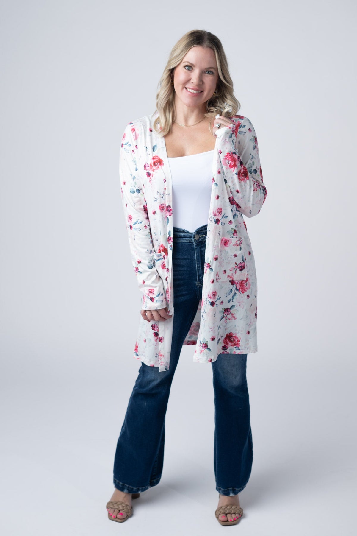 Classic Cardigan in Pink Bloom