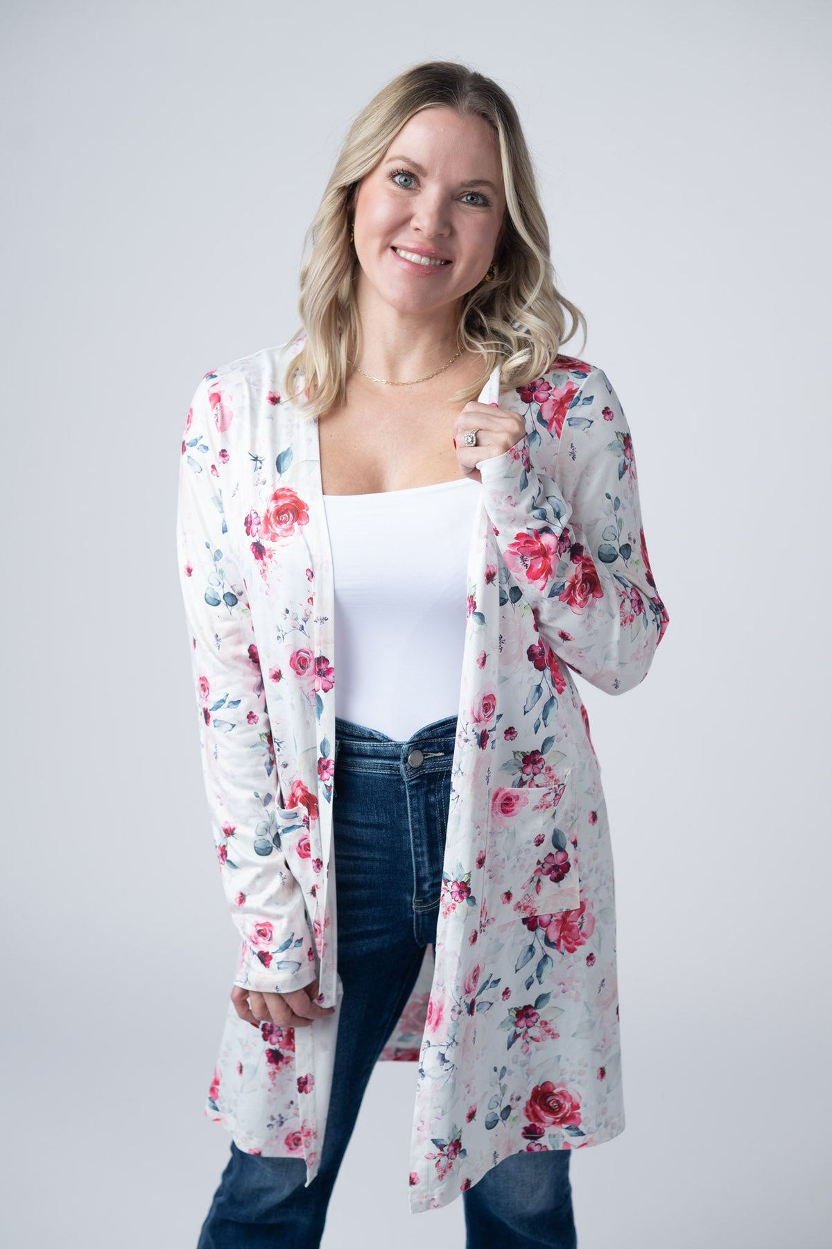 Classic Cardigan in Pink Bloom