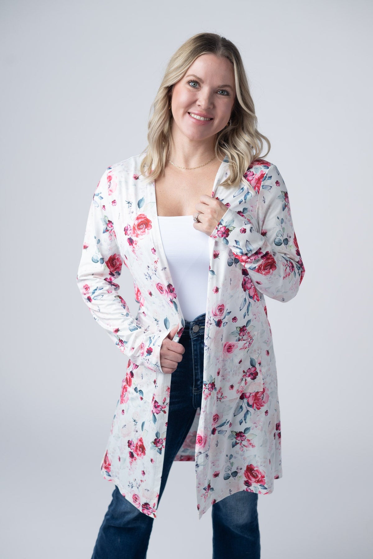 Classic Cardigan in Pink Bloom