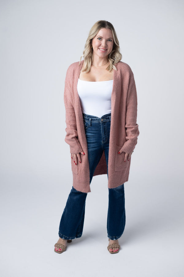Madison Cozy Cardigan in Dusty Rose