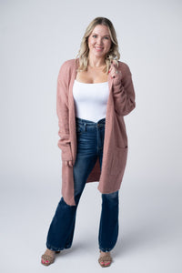 Madison Cozy Cardigan in Dusty Rose