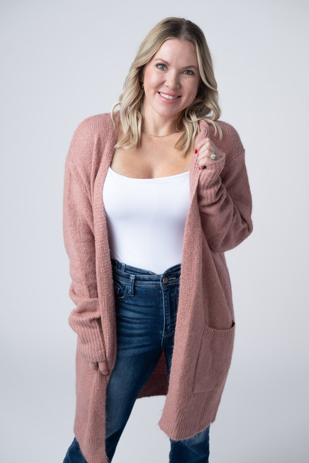 Madison Cozy Cardigan in Dusty Rose