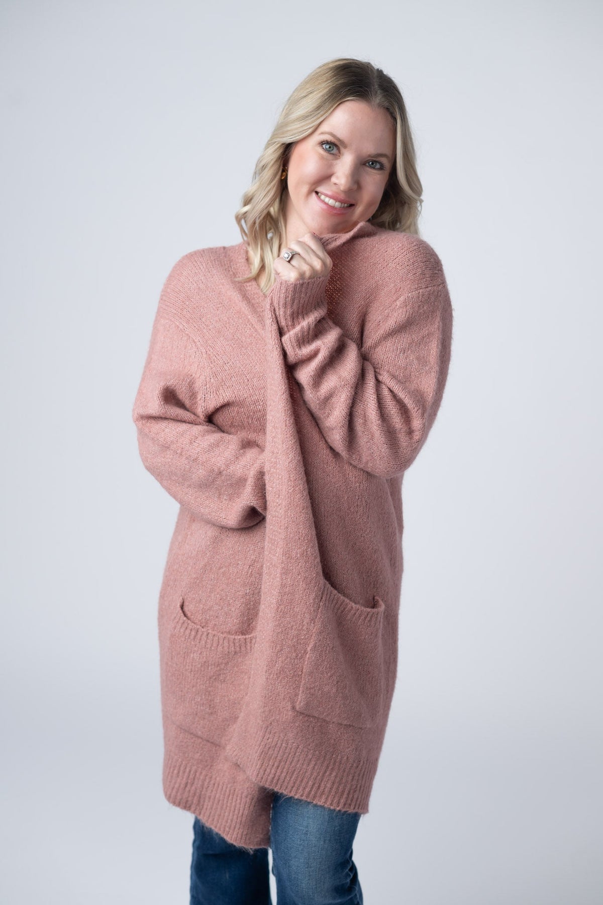 Madison Cozy Cardigan in Dusty Rose