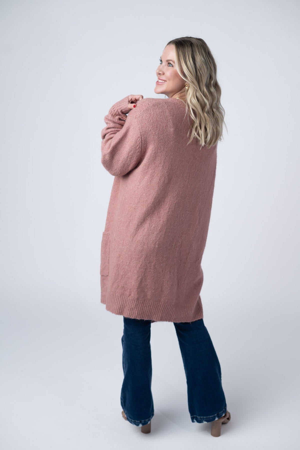 Madison Cozy Cardigan in Dusty Rose