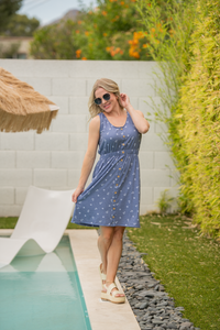 Beverly Button Dress in Nautical Navy