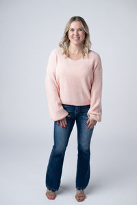 Bethany Bow Knit Sweater in Light Pink