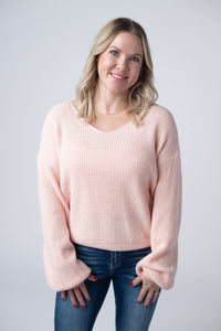 Bethany Bow Knit Sweater in Light Pink