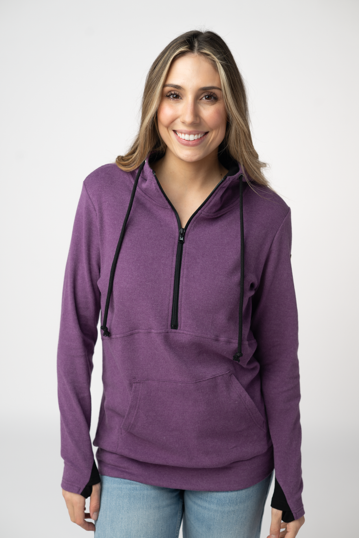 Classic HalfZip Hoodie in Black and Purple