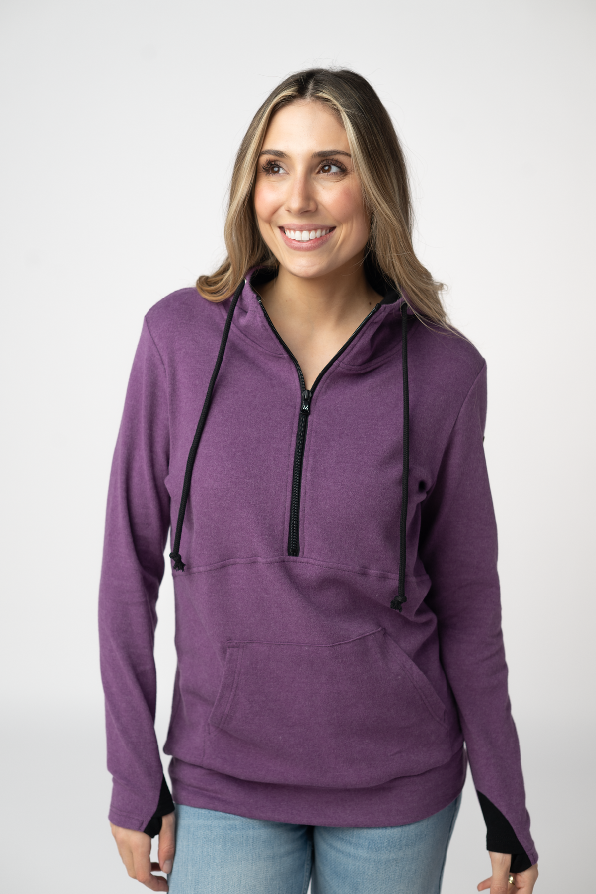 Classic HalfZip Hoodie in Black and Purple