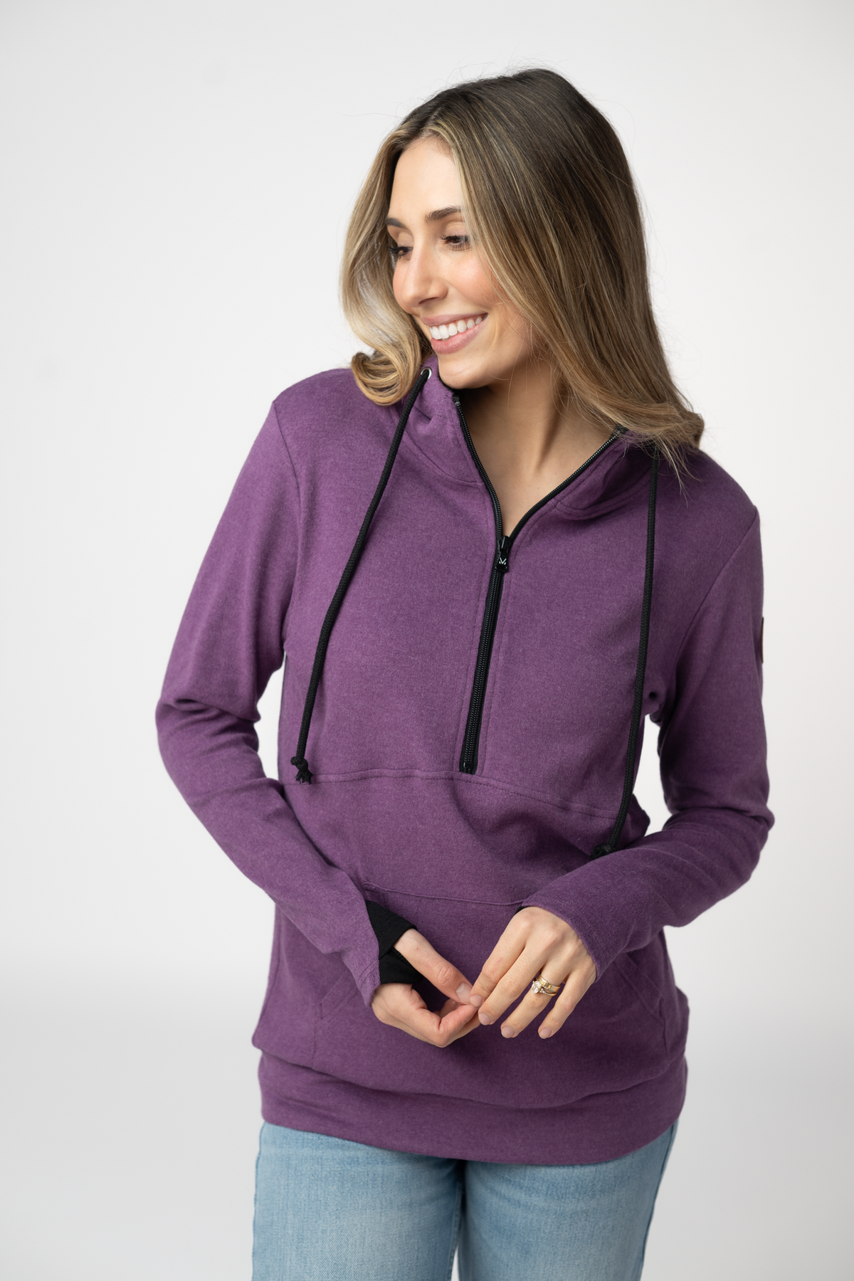 Classic HalfZip Hoodie in Black and Purple