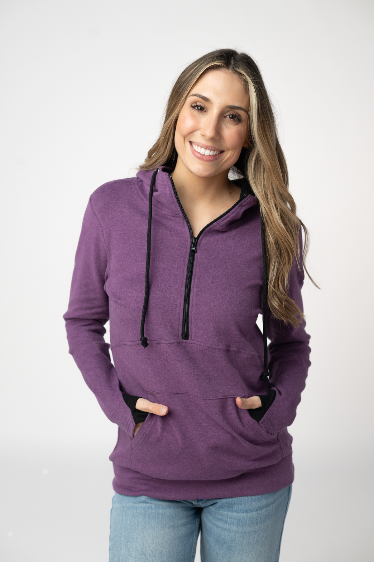 Classic HalfZip Hoodie in Black and Purple