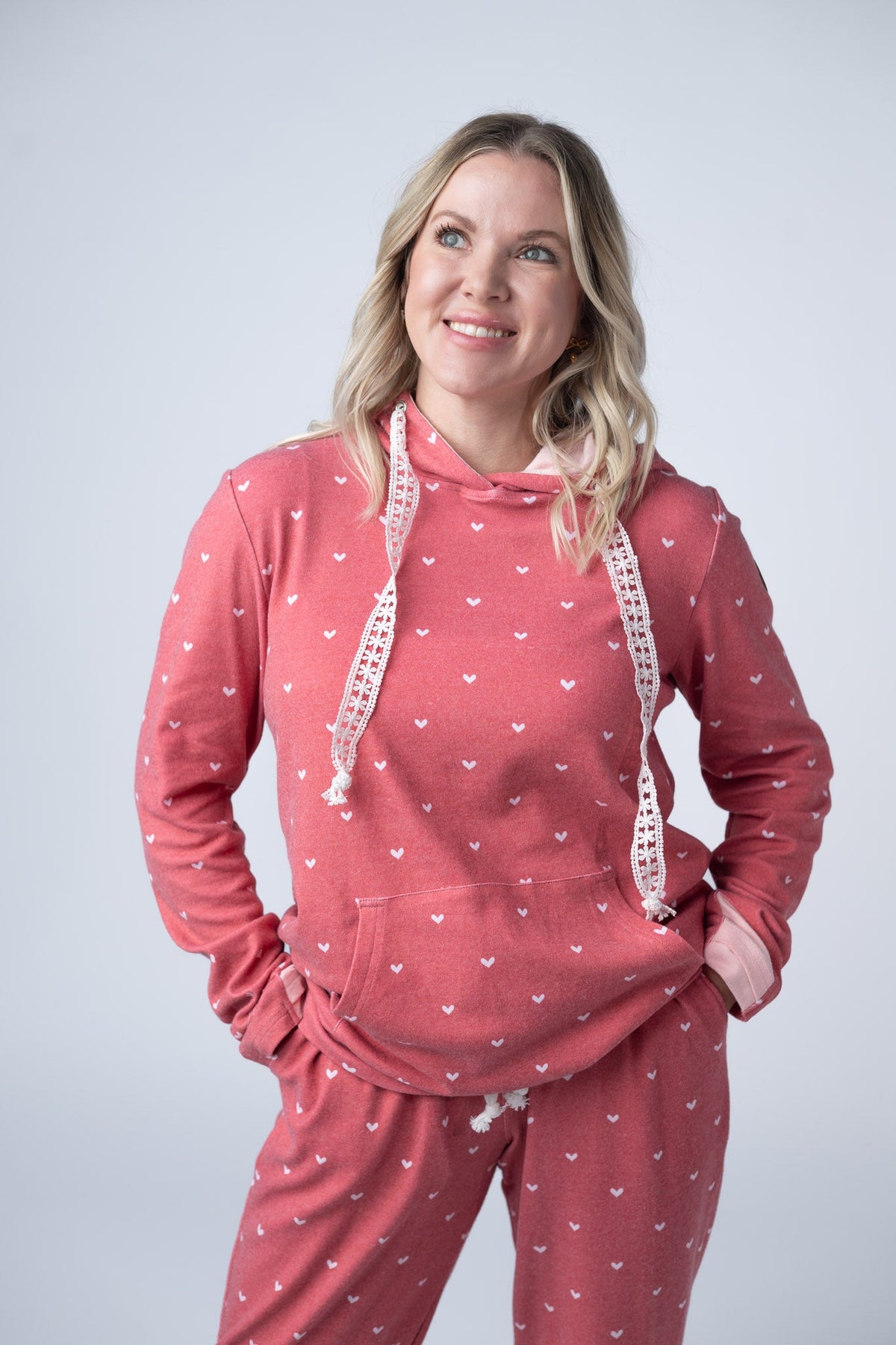 Hailey Pullover Hoodie in Sweetheart Red