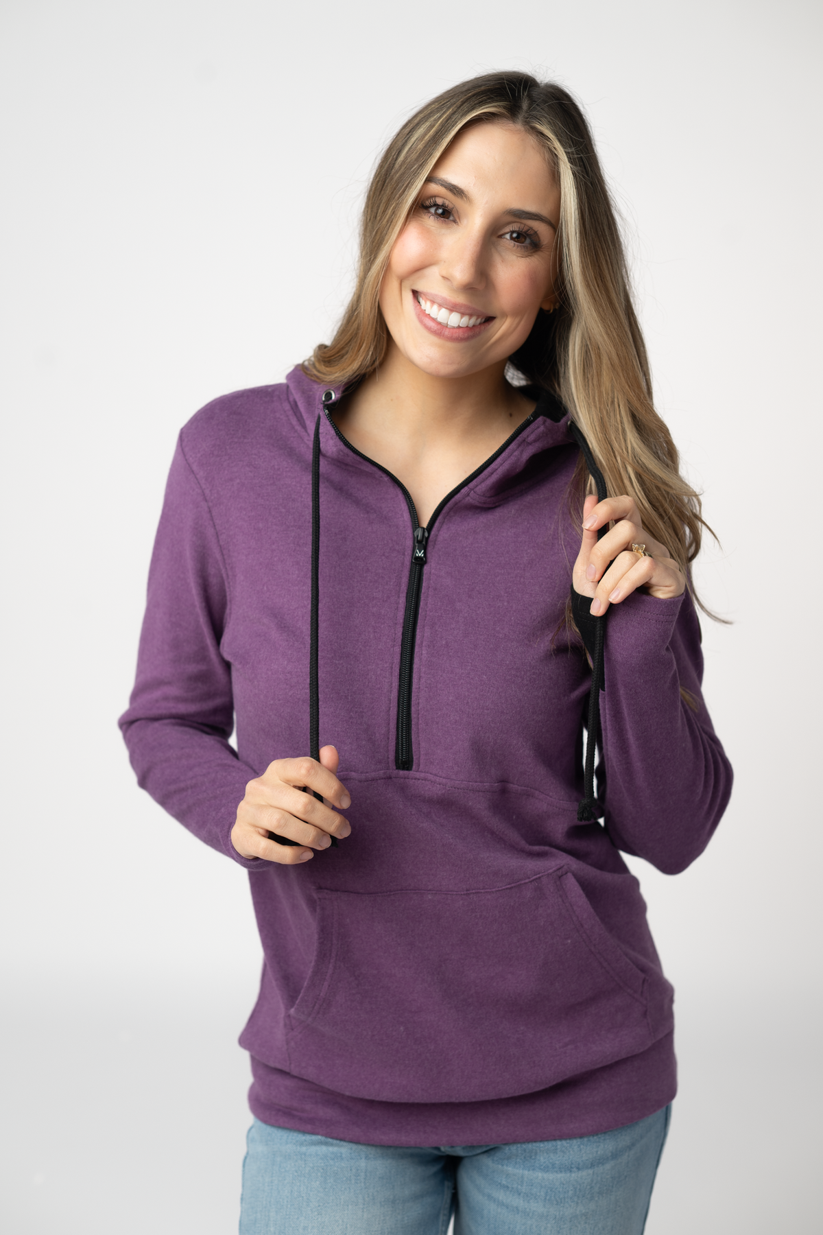Classic HalfZip Hoodie in Black and Purple