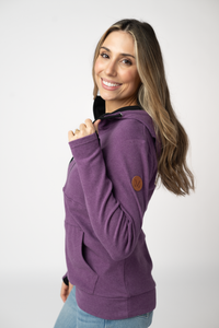 Classic HalfZip Hoodie in Black and Purple