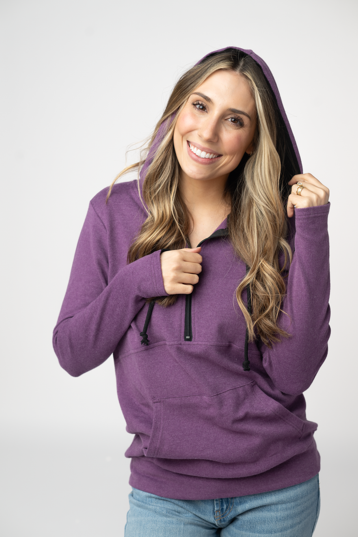 Classic HalfZip Hoodie in Black and Purple